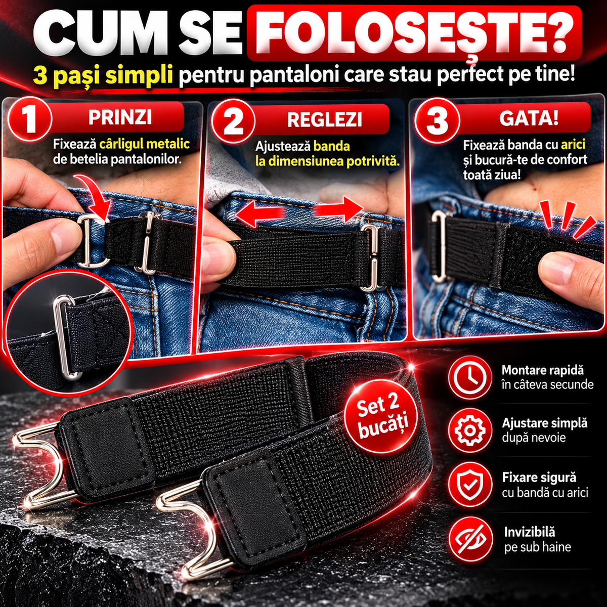FlexiBelt Pro - Curea Invizibilă Fără Cataramă