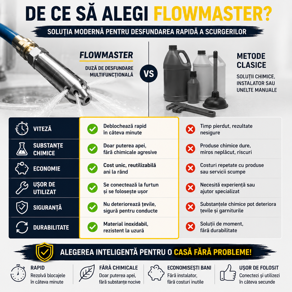 Duză Desfundare Multifuncțională - FlowMaster