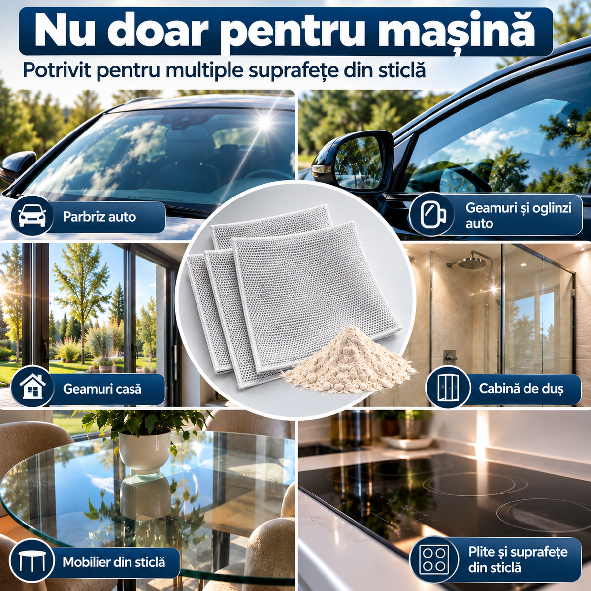 GlassPolish Pro - lavetă cu oxid de ceriu pentru parbriz