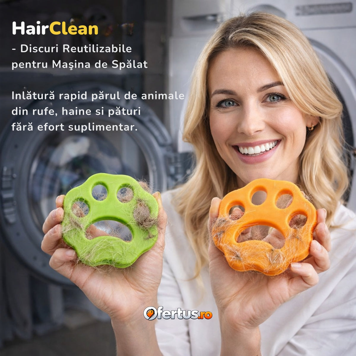 HairClean - Discuri Reutilizabile pentru Mașina de Spălat